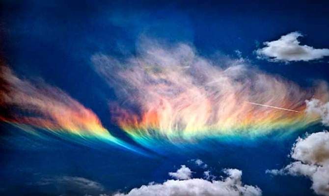 cielo, nuvole, arcobaleno, colori, terra